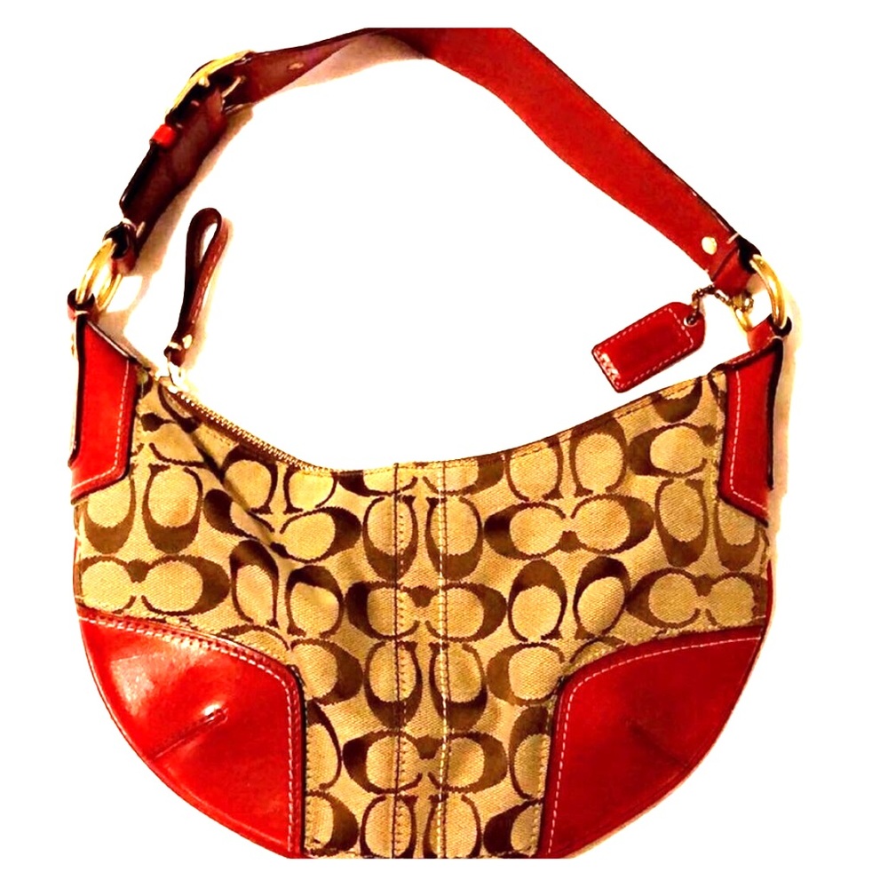Coach shoulder bag red details
